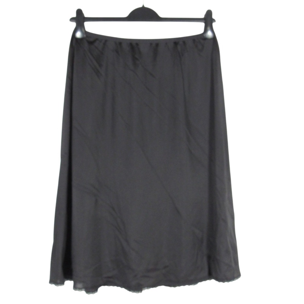Vintage VANITY FAIR Silky NYLON Black LACE HEM A-Line HALF SLIP Sz M